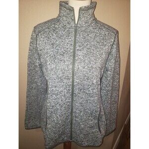 Eddie Bauer Womens Sweater Fleece Full Zip Mock Neck Jacket Medium Loden Green